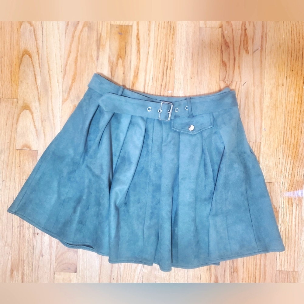 Pleated Green Skirt